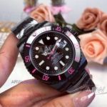 Perfect Replica Rolex Submariner Black Face Pink On Black Bezel 40mm Women's Watch 